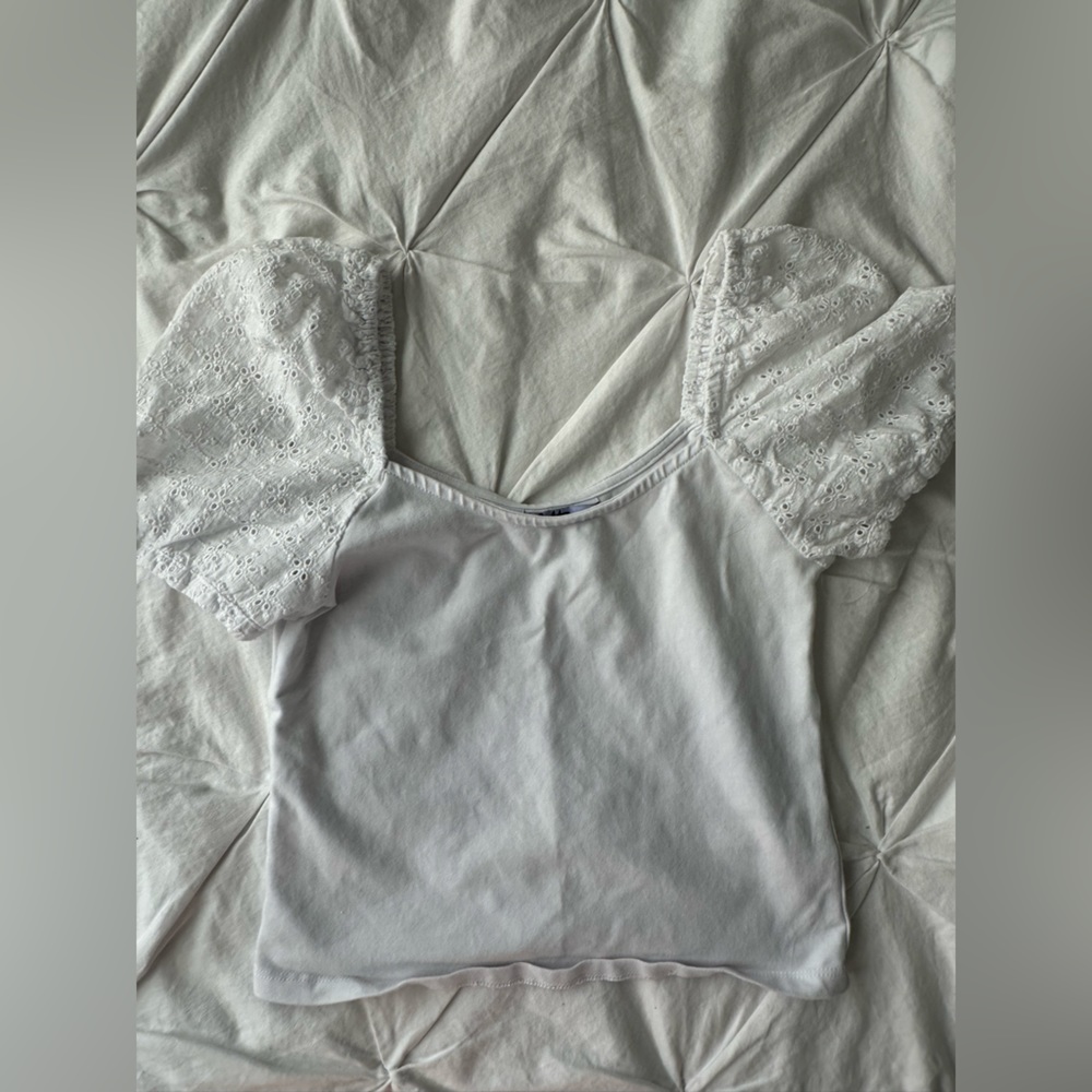 Vylette Crop Top with Lace Sleeves!